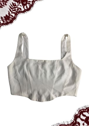 Stradivarius White Corset Tank Top