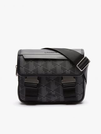 Lacoste Sling Bag Monogram Noir Gris Messenger Tas Selempang
