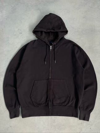 00s Back Number Heavy Weight Cotton Zip Up Hoodie Dark Brown