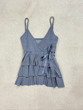 Grey Ruffle Babydoll Cami Top