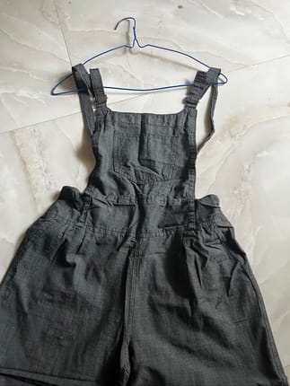 Overall Jeans Wanita Hitam Abu-abu Kulot