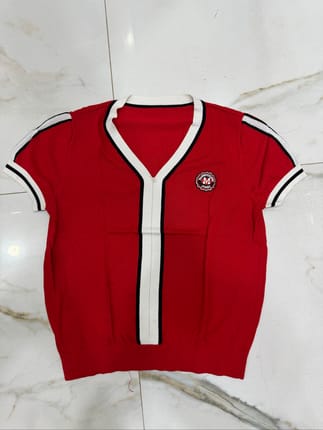 Baju Atasan Rajut Lengan Pendek V-Neck / Rompi Rajut Crop Pr
