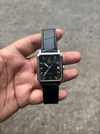 JAM TANGAN TITUS TANK DATE JUST BLACK DIAL VINTAGE