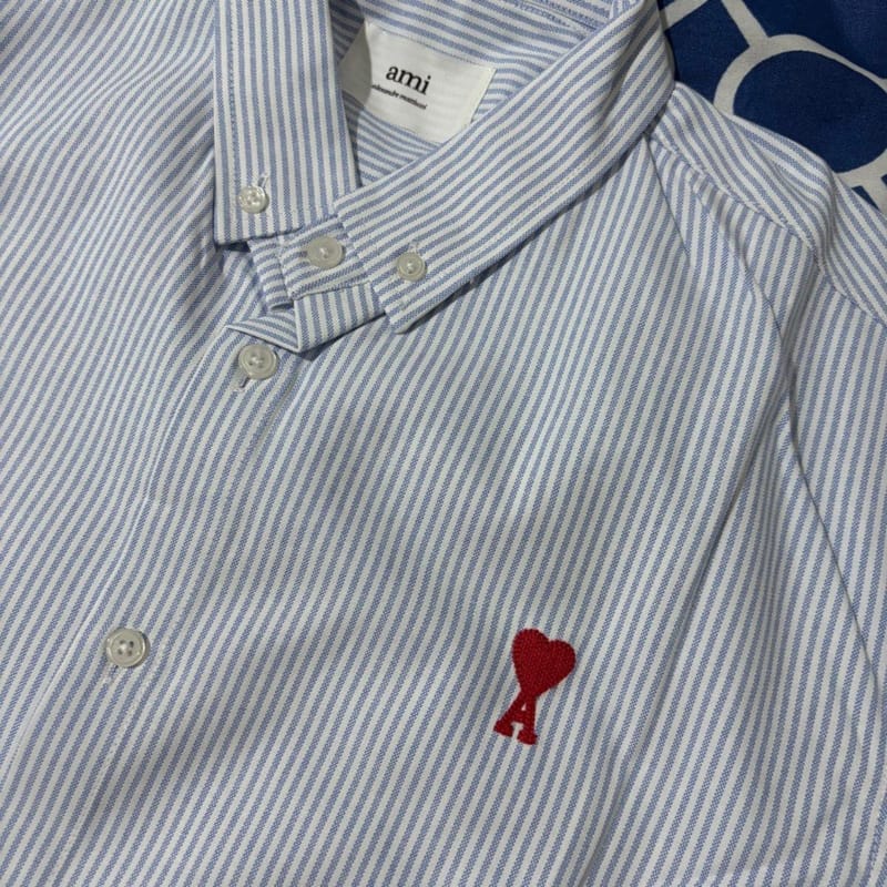 KEMEJA STRIPE BLUE AMI PARIS, foto 4