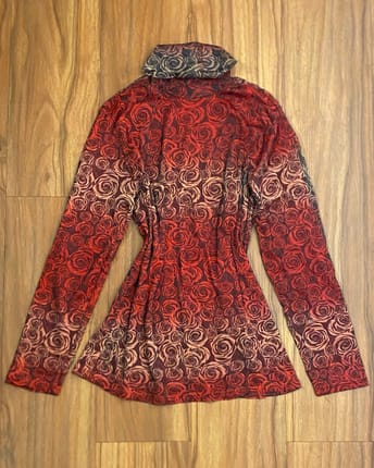 Longsleeve blouse shirt floral red cottagecore fairy