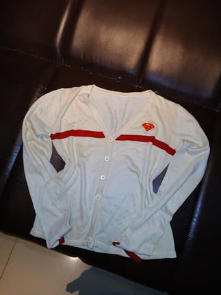 Superman Knit Cardigan Cream & Red