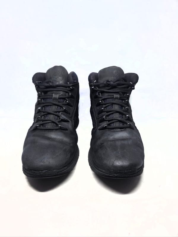 Timberland Full Black Sepatu Boot Kulit, foto 4