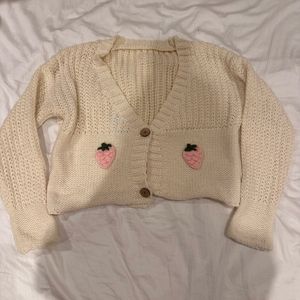 Minimalist Casual Cardigan Wanita pink cream