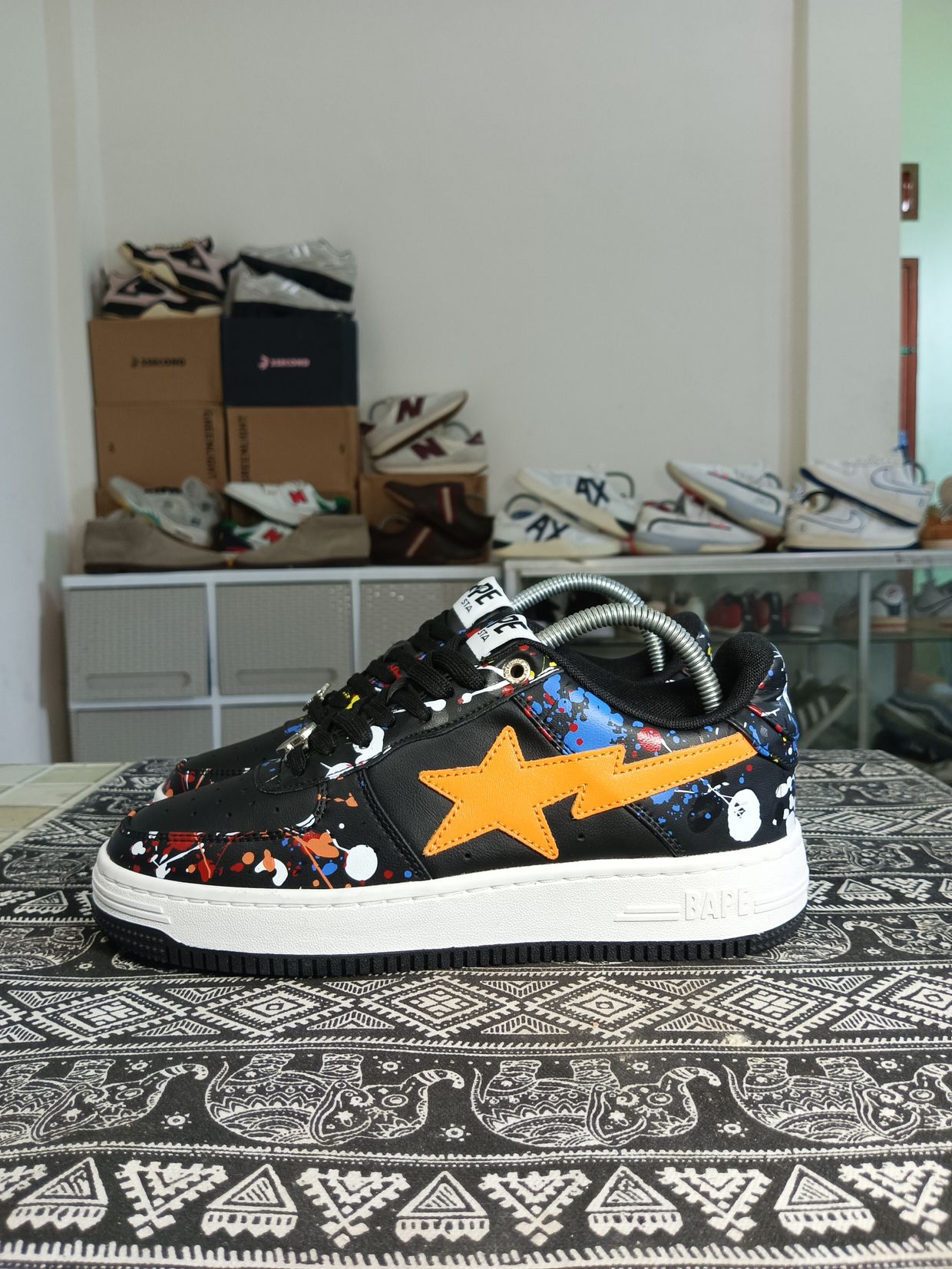 A Bathing Ape Casual Sneakers Pria black orange