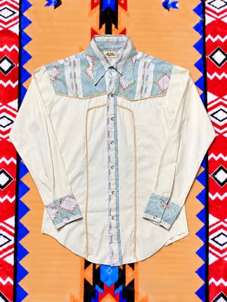 Vintage 90s Southwestern Style Western Shirt Cream Ivory Pas