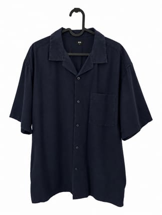 Open Collar Shirt Navy Blue