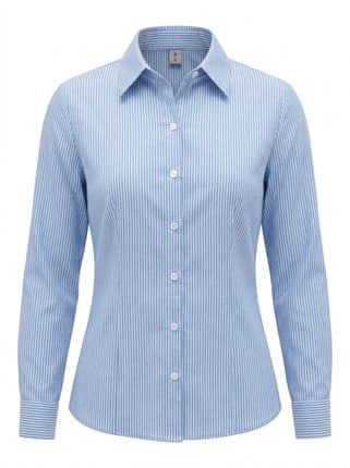 Kemeja stripe biru muda wanita