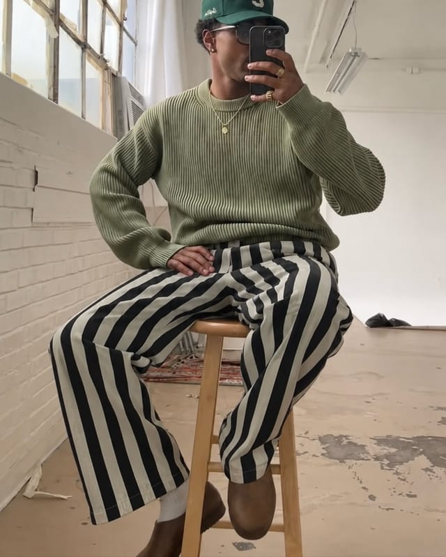 Unique Striped 70’s Baggy pants Emo Goth, foto 3