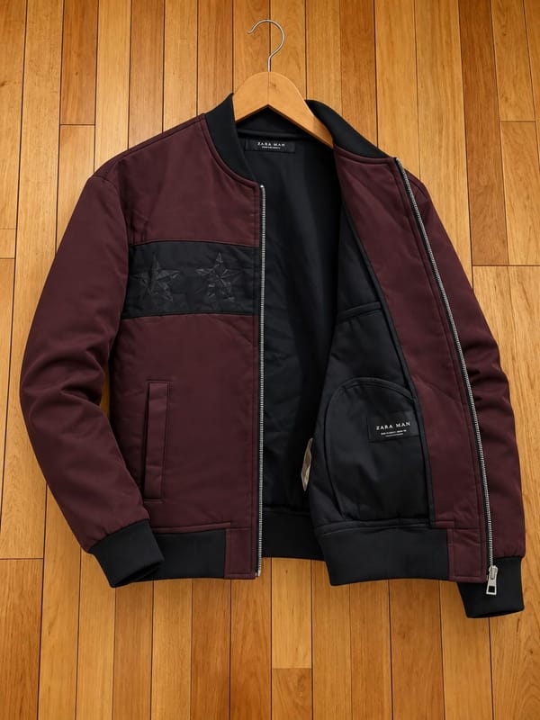 Jaket zara man pria maroon second original, foto 2