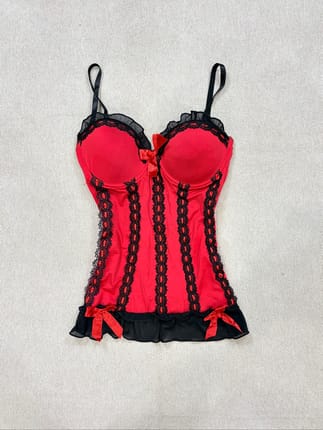 Crimson Noir Lace Bustier Top