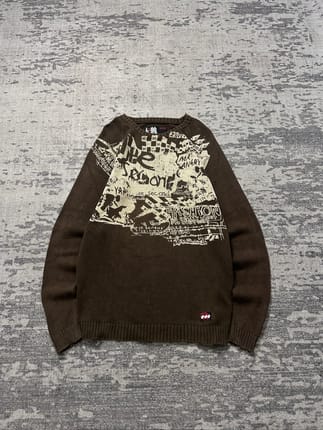 y2k grunge grafik brown knitwear