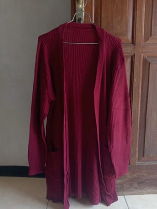 long cardigan maroon