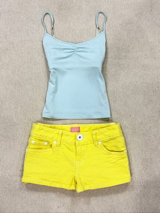 Sky Blue Cami Top + Sunny Yellow Mini Short