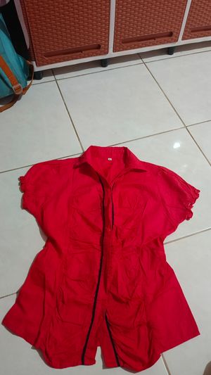 Casual Shirt Wanita red yellow