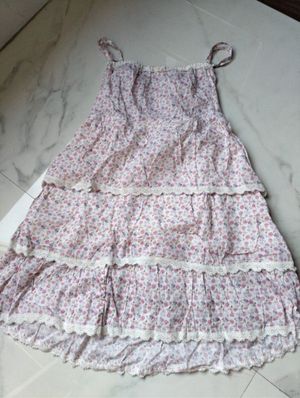Casual Babydoll dress Wanita white pink
