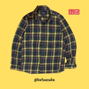 Uniqlo Vintage Grunge Casual shirt Pria green black