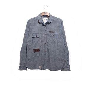 Casual Casual shirt Pria navy gray