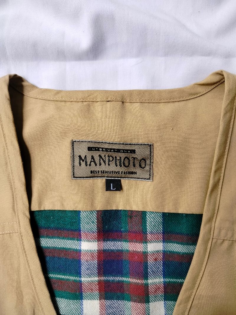 Vintage Y2K Vest Pria tan, foto 3