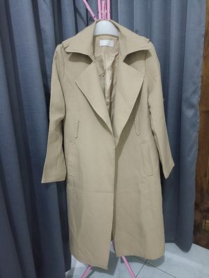 Vintage Casual Trench coat Wanita tan