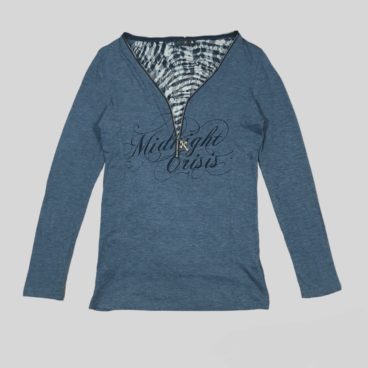 Japanese brand Y2K Grunge Crop top Wanita gray