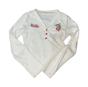 Y2K Crop top Wanita cream