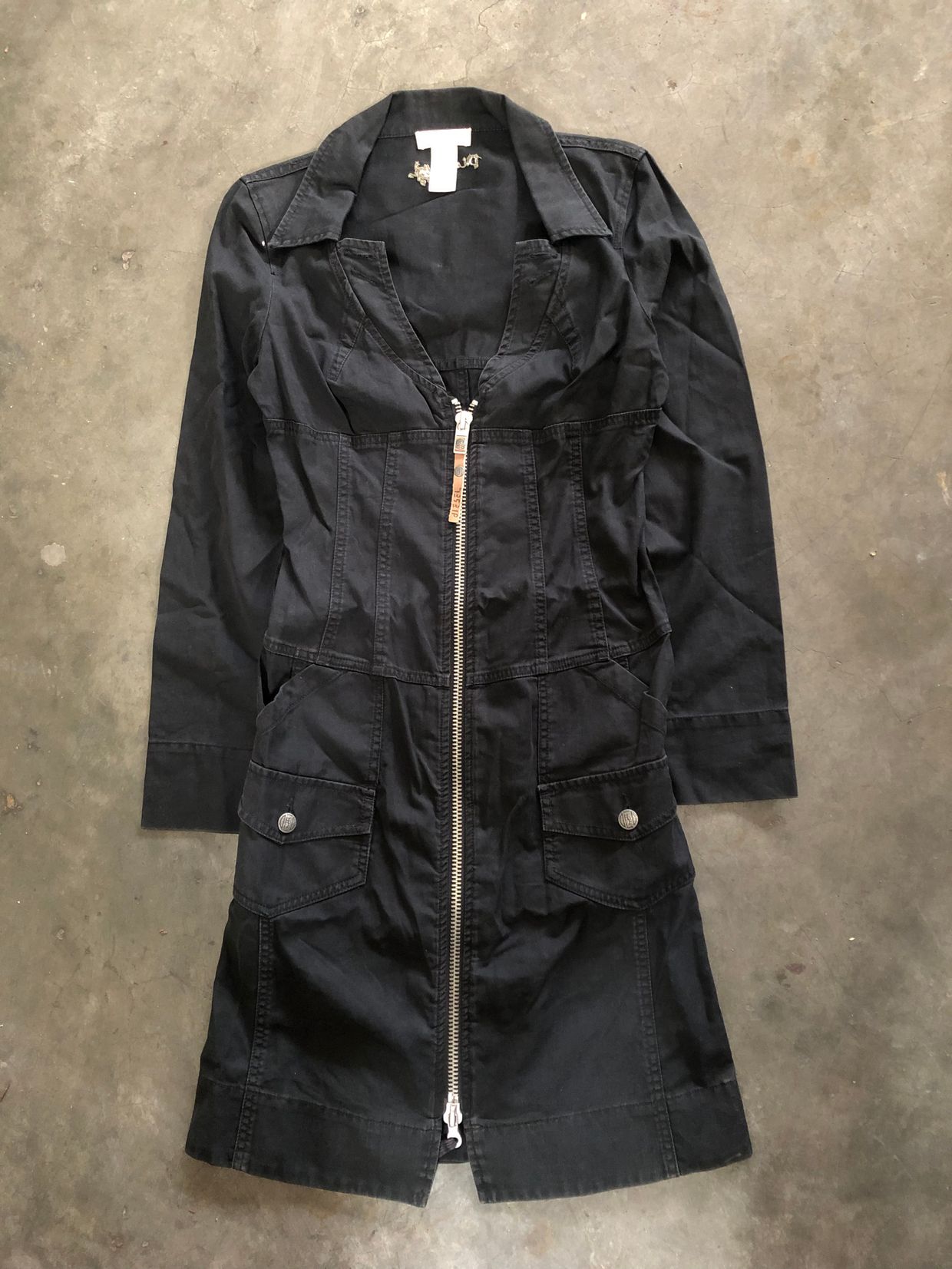 Diesel Goth Avant Garde Shirt dress Wanita black