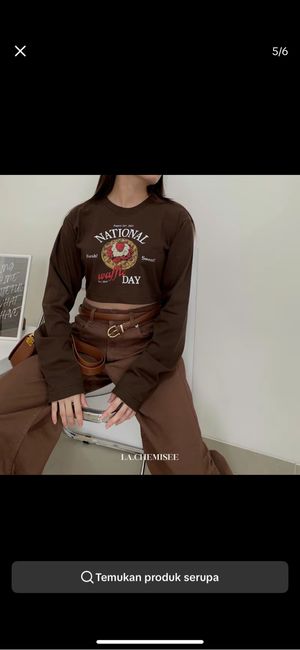 Y2K T-shirt Wanita brown
