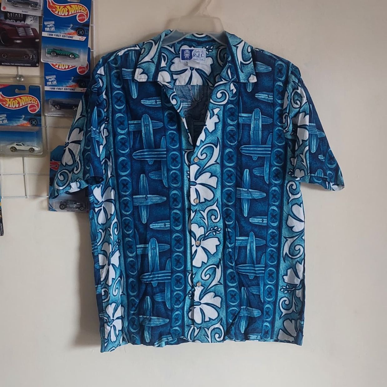 Vintage Y2K Formal shirt Pria white blue