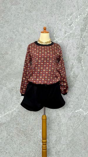 [PRELOVED] PATTERNED SWEATER BURGUNDY.
