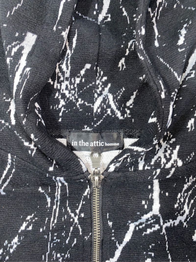 In the Attic Goth Emo Hoody Pria white black, foto 4