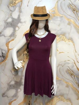 Minimalist Casual Casual dress Wanita burgundy