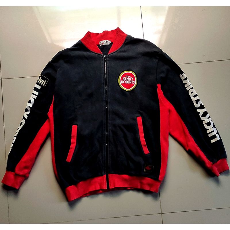 Biker Fleece Pria red black, foto 2
