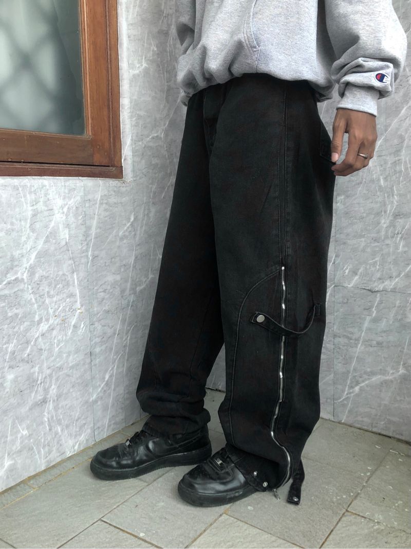 Y2K Goth Jeans Pria black, foto 2