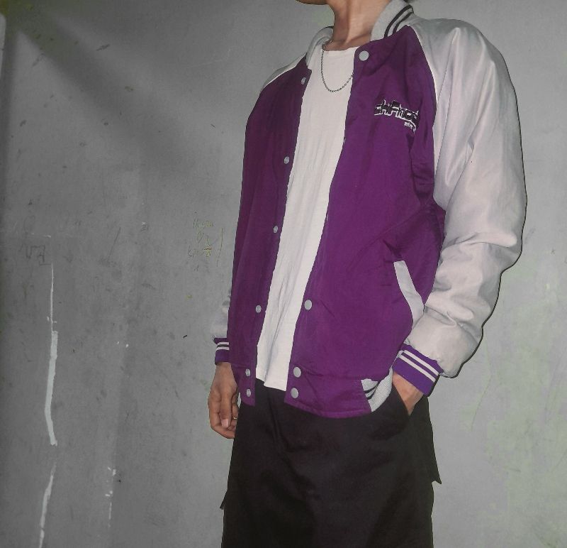 Streetwear Bomber jacket Pria silver purple, foto 2