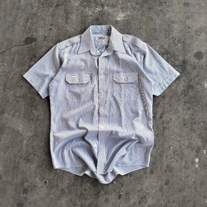 Japanese brand Vintage Streetwear Casual shirt Pria white blue