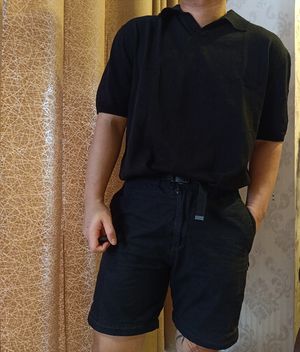 Japanese brand Minimalist Casual Polo shirt Pria black