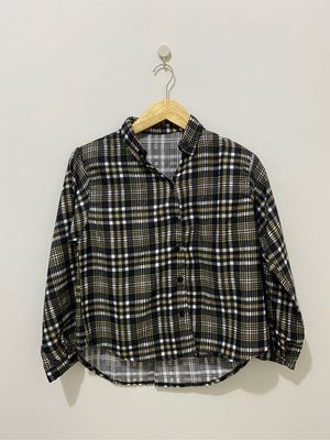 Casual Blouse Wanita tan black