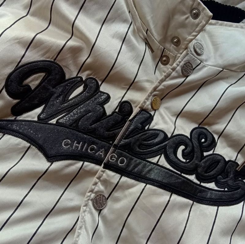 MLB Streetwear Bomber jacket Pria white black, foto 3