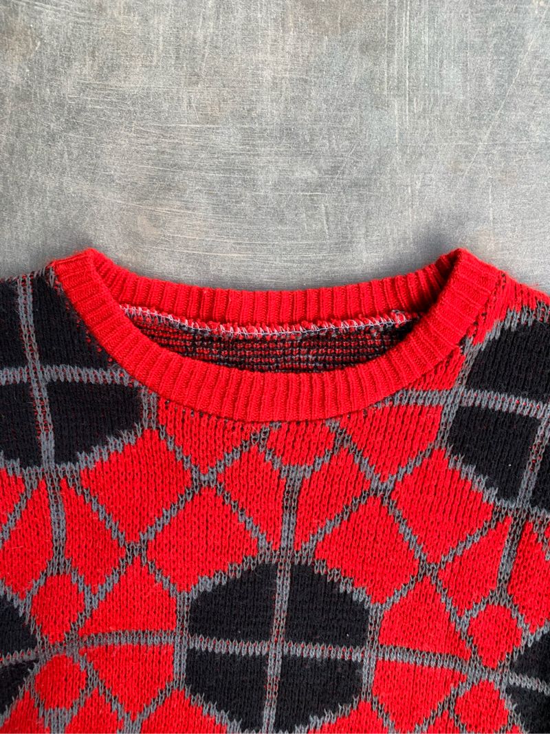 Vintage Y2K Sweater Pria red black, foto 5
