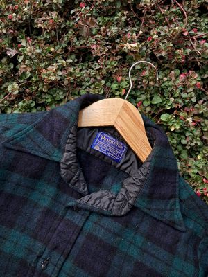 Pendleton Vintage Grunge Casual shirt Pria green navy