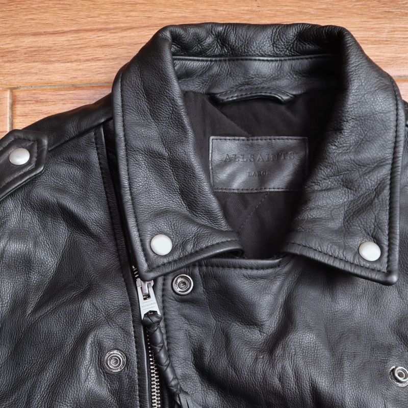 Biker Casual Leather jacket Pria black, foto 2