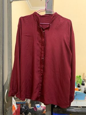Casual Blouse Wanita burgundy