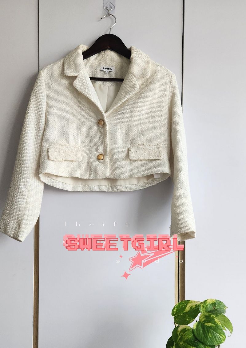 Pomelo Casual Blazer Wanita white, foto 2