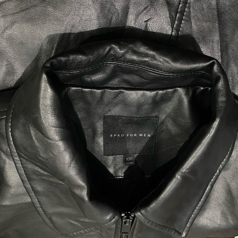Spao Casual Leather jacket Pria black, foto 6