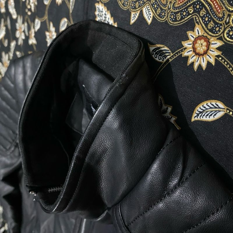 Biker Leather jacket Pria black, foto 4